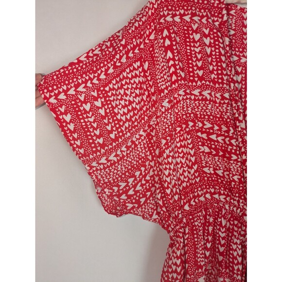 Victoria's Secret Robe OS Women's Red Heart Print Tie Front Kimono Sleepwear - Picture 3 of 7